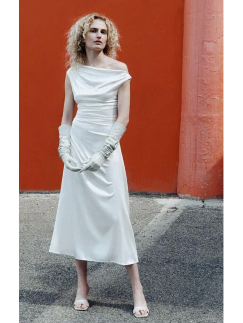 NWT STAUD White Cotton Phare Stretch Designer Bridal Wedding Midi Dress 4/small
